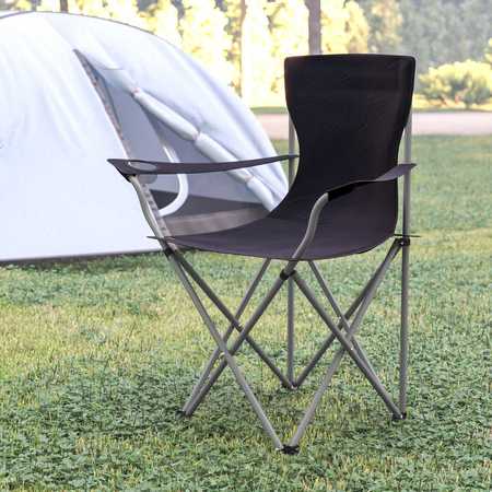 Flash Furniture Black Folding Camping Chair with Armrest Cupholder JJ-CC303-BK-GG